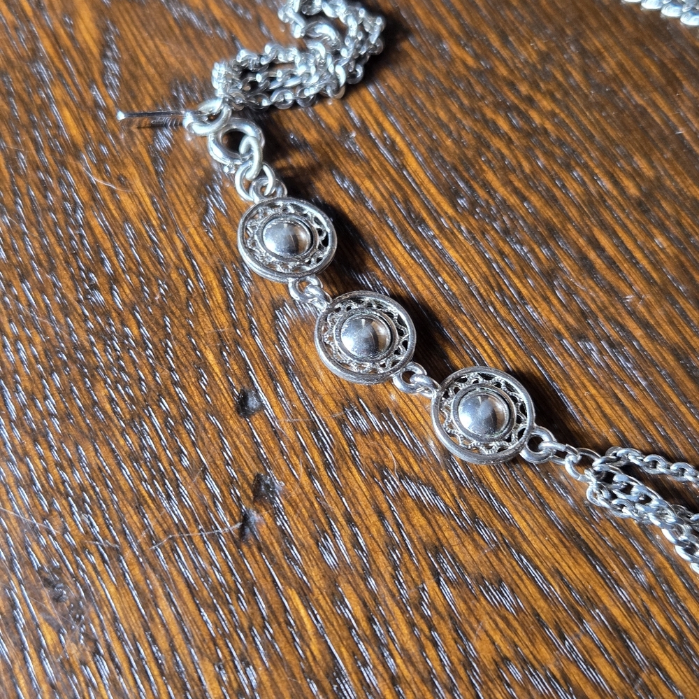 Monet Silver Multi-Strand Long Necklace